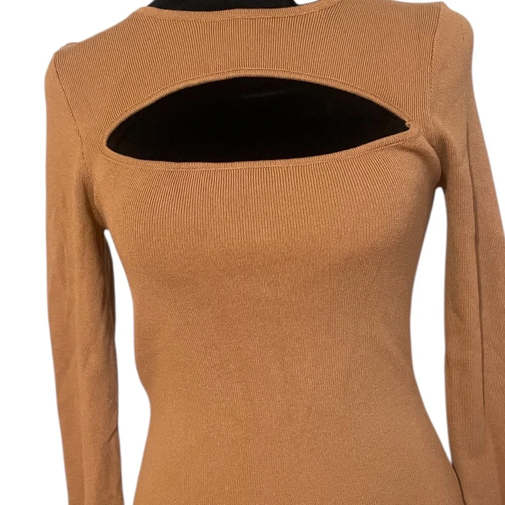Camel-Colored Maxi Dress,Cut out, long, Large,New - Picture 2 of 4